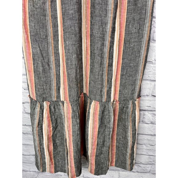 JOIE Women's Gray Multicolor Stripe Linen Sleeveless Halter Neck Rosabel Dress - Picture 3 of 6